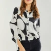 Liquorish Oversized Polka Stripe Pattern Black White Blouse -Liquorish || Yumi Shop iGDHFjwx 8709