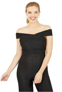 Mela London Crossover Bardot Jumpsuit -Liquorish || Yumi Shop idlXyQjo 13936