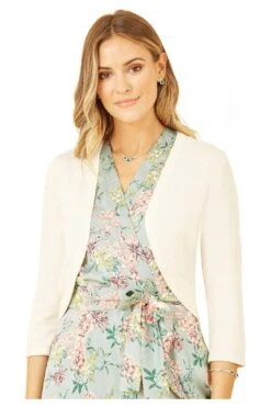 Yumi Ivory Knitted Curve Bolero