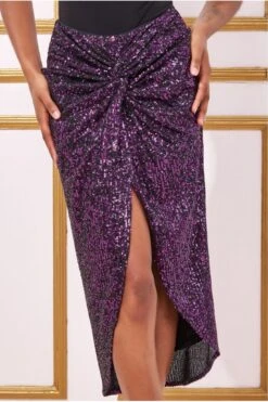Goddiva Knot Front Sequin Midi Skirt - Purple 9 Goddiva Knot Front Sequin Midi Skirt - Purple -Liquorish || Yumi Shop jGv5NpJj 13721