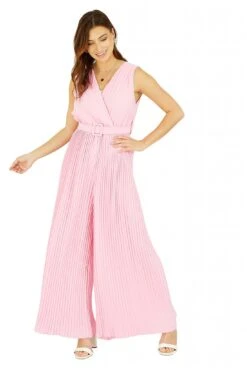 Mela London Pink Pleated Jumpsuit With Belt -Liquorish || Yumi Shop jo7Jlvyo 13386