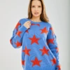 Liquorish Red Star Jumper In Blue -Liquorish || Yumi Shop juoTk7pf 13857
