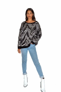 Liquorish Abstract Grey Tones Jumper