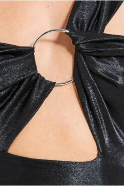 Goddiva Ruched One Shoulder Maxi With Ring Detail - Black -Liquorish || Yumi Shop kKUSlXYC 11216