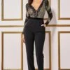 Goddiva Sequin & Mesh Jumpsuit - Black -Liquorish || Yumi Shop mVUvzir0 11860