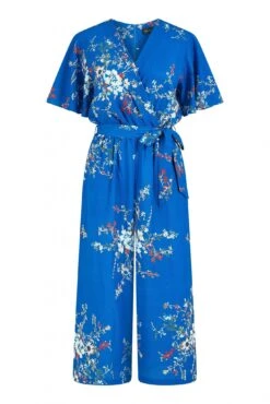 Mela London Blue Floral Print Jumpsuit With Angel Sleeves -Liquorish || Yumi Shop mVsFkx1p 15761
