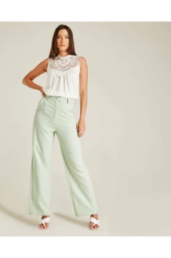 Dusty Pink Flared High Waist Trousers | Mint