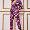 Goddiva Tropical Print Jumpsuit - Purple 2 Goddiva Tropical Print Jumpsuit - Purple -Liquorish || Yumi Shop nTe9021E 15435