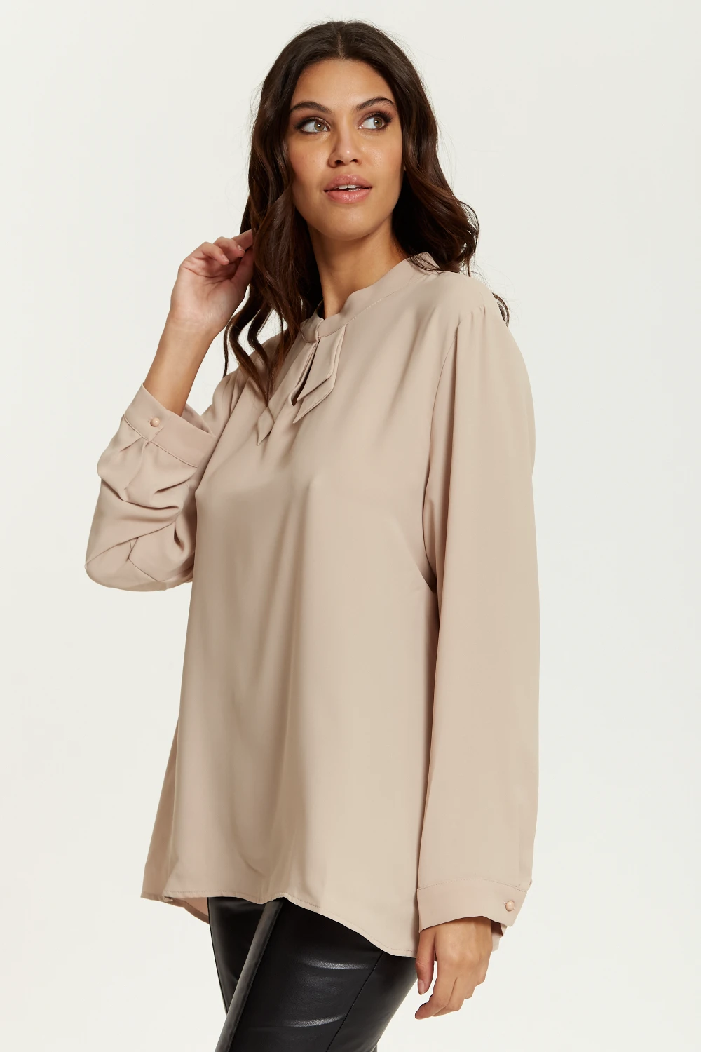 Hoxton Gal Oversized Detailed Neck Crepe Top 4 Hoxton Gal Oversized Detailed Neck Crepe Top - Image 2