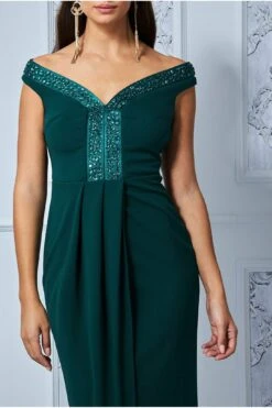 Goddiva Off The Shoulder Tulip Maxi Dress - Emerald Green -Liquorish || Yumi Shop op97hD0a 6161