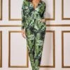 Goddiva Tropical Print Jumpsuit - Green -Liquorish || Yumi Shop oqZDxpcD 15434