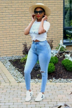 Setsofran London High Waist Shape Skinny Jeans Distressed -Liquorish || Yumi Shop oxxV0enc 11268