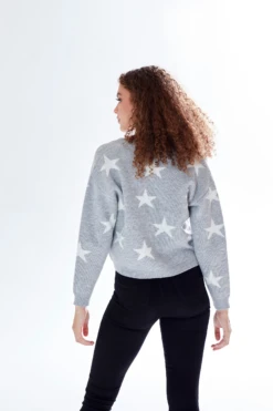 Liquorish Star Pattern V-neck Button Down Cardigan Grey -Liquorish || Yumi Shop pSNXbav3 13845