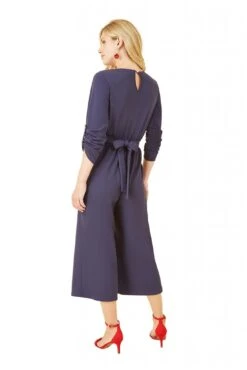 Mela London Navy Wrap Over Stretch Jumpsuit With Gold Belt -Liquorish || Yumi Shop q8N6PHCL 14766
