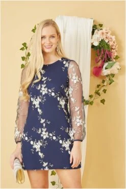 Yumi Navy Embroidered Lace Mesh Tunic -Liquorish || Yumi Shop r5llWaDs 14480