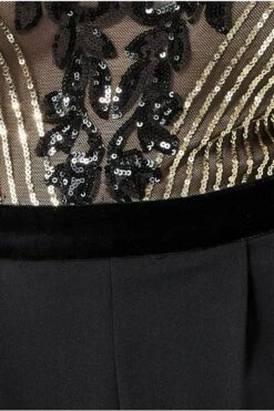 Goddiva Sequin & Mesh Jumpsuit - Black -Liquorish || Yumi Shop r8MhC88X 11860