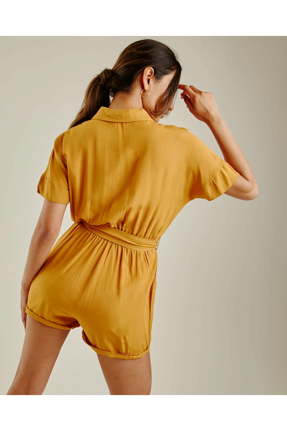 Dusty Pink Safari Style Buttoned Playsuit | Mustard 5 Dusty Pink Safari Style Buttoned Playsuit | Mustard - Image 3