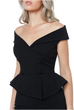 Goddiva Bardot Crossover Maxi Dress - Black -Liquorish || Yumi Shop sig63rRa 13862