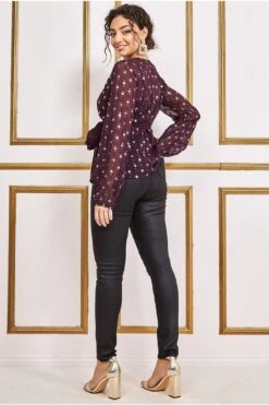 Goddiva Wrap Sequin Top With Cami - Wine -Liquorish || Yumi Shop tLFvSn2x 13229