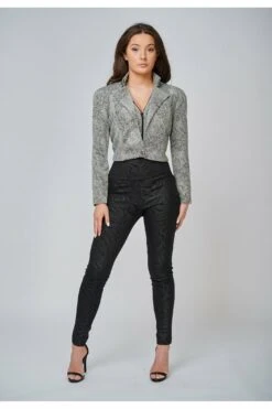 Yan Neo London The Diona Black Embossed Print Leggings