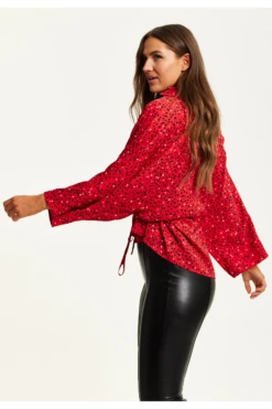 Liquorish Heart Print Shirt With Long Sleeves And Tie Waist -Liquorish || Yumi Shop vCD2jTxY 14961