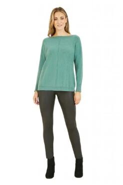 Yumi Green Relaxed Knitted Jumper
