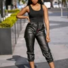 Setsofran London Black Faux Leather Cargo Pants -Liquorish || Yumi Shop wYjEsdja 15719