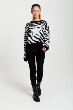 Liquorish Star Jumper In Black And White Zebra Pattern 10 Liquorish Star Jumper In Black And White Zebra Pattern -Liquorish || Yumi Shop xM8WDVDN 13891
