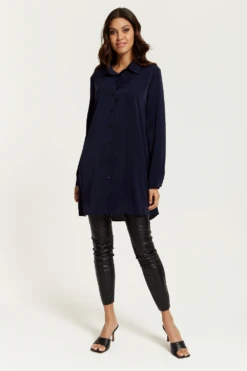 Hoxton Gal Oversized Shirt Tunic With Long Sleeves In Navy 7 Hoxton Gal Oversized Shirt Tunic With Long Sleeves In Navy -Liquorish || Yumi Shop xdsx7IXC 15023