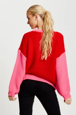 Liquorish Contrast Sleeve Jumper In Pink And Red 10 Liquorish Contrast Sleeve Jumper In Pink And Red -Liquorish || Yumi Shop yMp8gFcU 12830